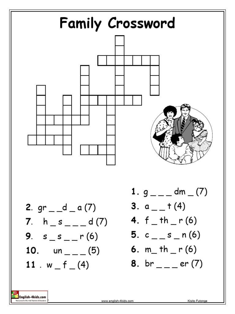 Family Crossword Puzzle Clues PDF