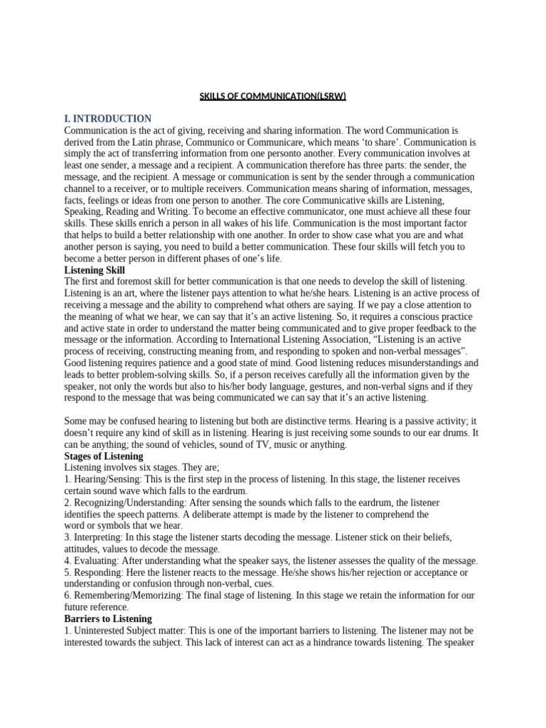 Communication Skills PDF | PDF | Nonverbal Communication | Communication