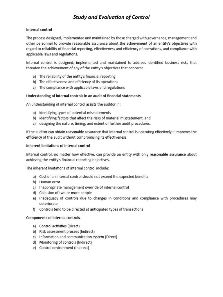 Internal Control Evaluation Guide | PDF | Internal Control | Audit