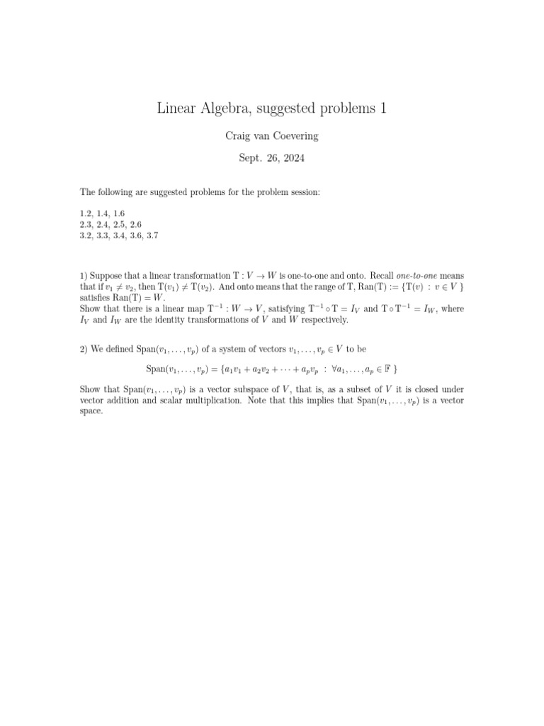 Suggested Problems For PS1 | PDF