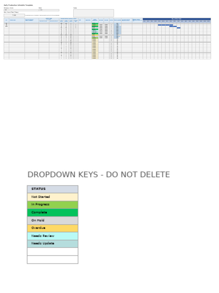 Daily Production Schedule Template | PDF