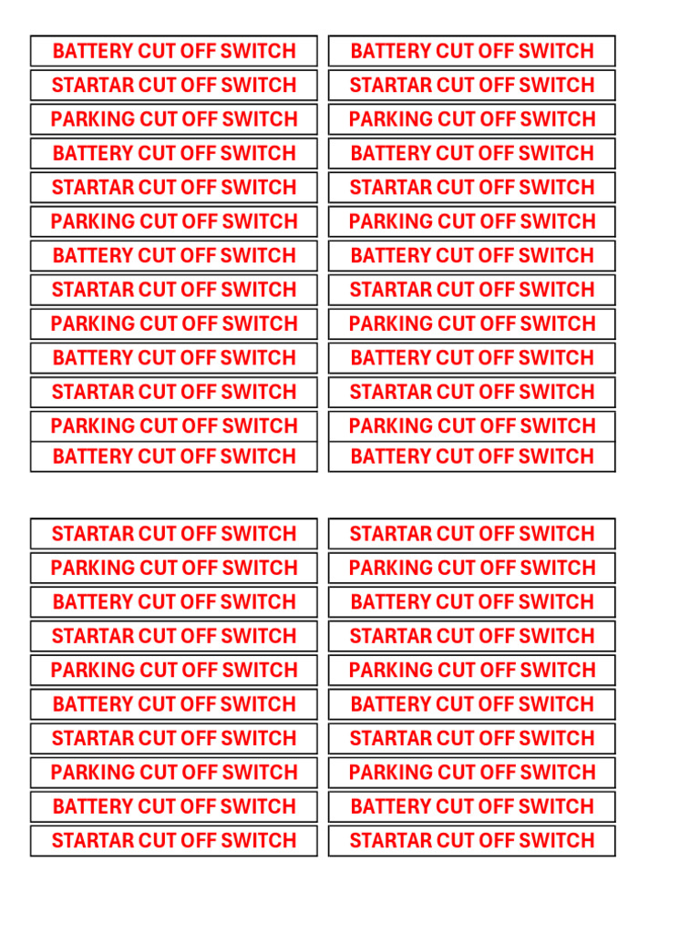 Cut Off Switch and Indication Guide | PDF