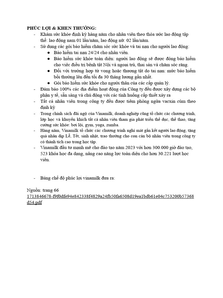 Ho T Đ NG Vinamilk | PDF