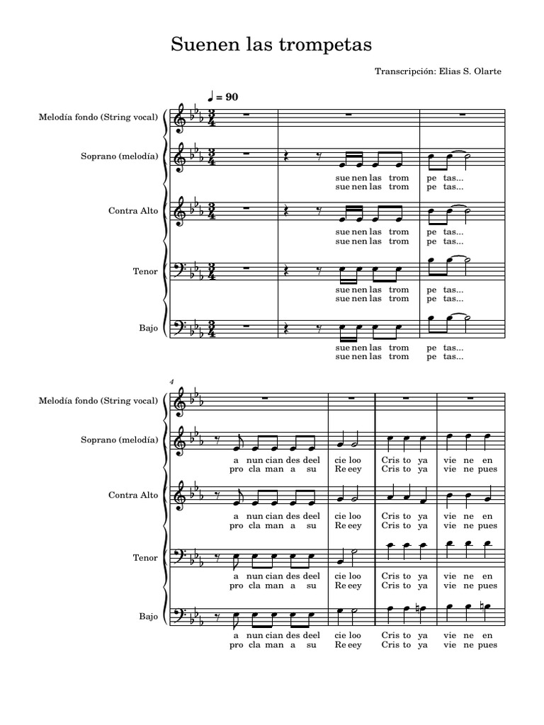 Suenen las trompetas partitura score general pdf m sica vocal canto