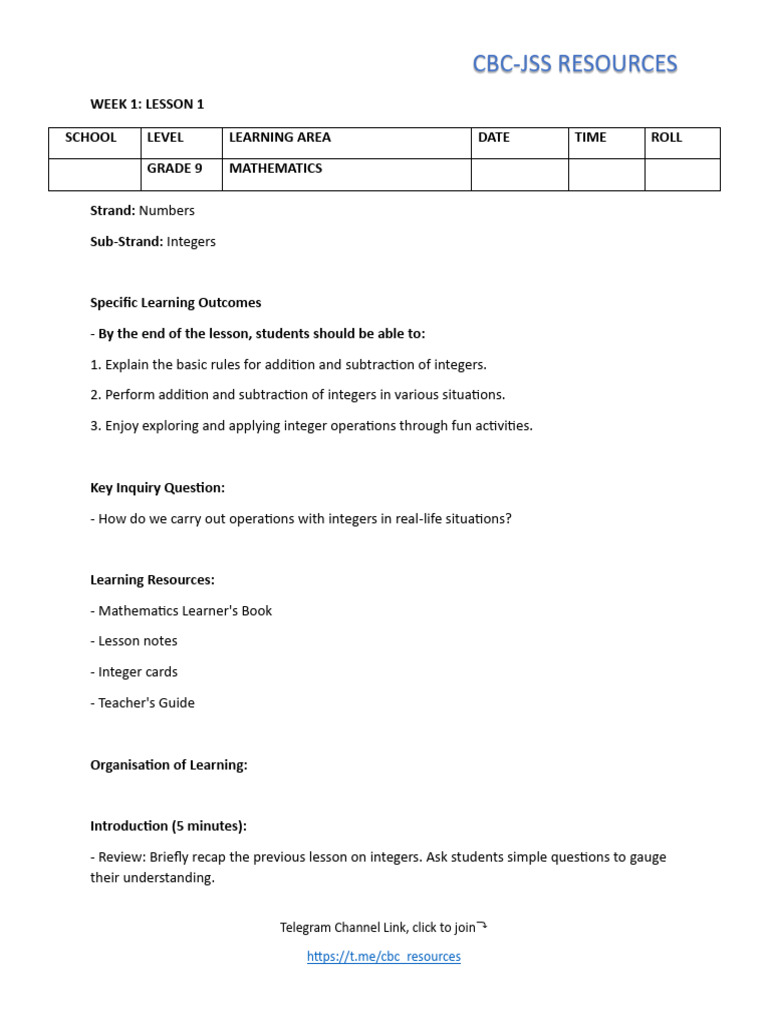 Grade 9 Integer Operations Guide | PDF | Learning | Multiplication