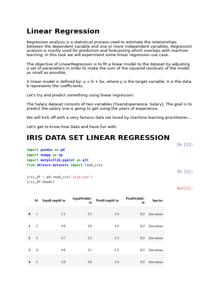 LinearRegression_Iris | PDF | Regression Analysis | Linear Regression