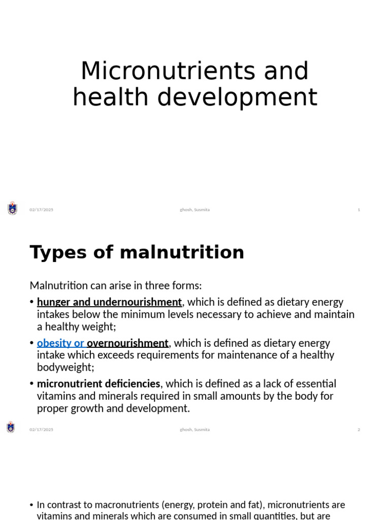 Micronutrients and Health Development | PDF | Micronutrient | Malnutrition