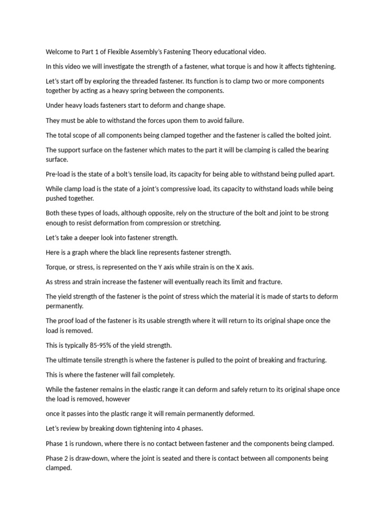 Fastening Theory: Torque & Strength | PDF | Strength Of Materials ...