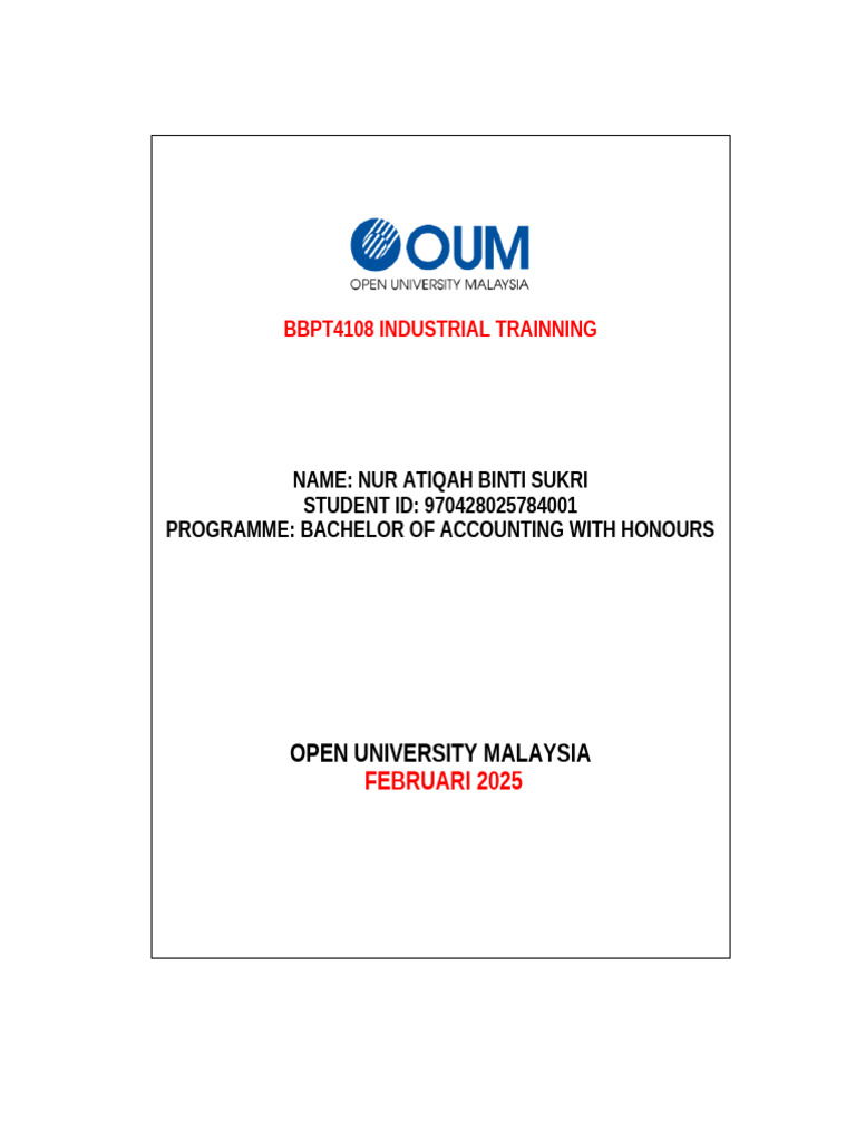 3 - Format of Front Cover - BBPT4108 | PDF