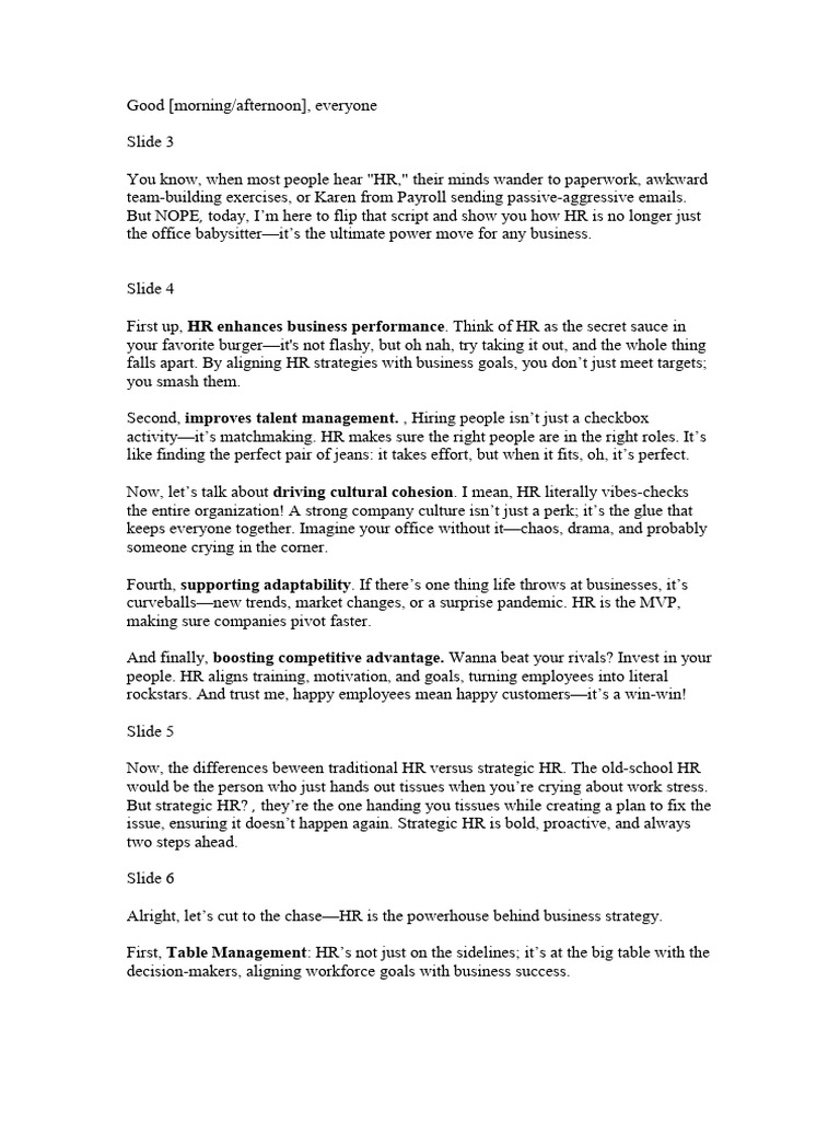 Hr Speech Pdf Employee Retention Business