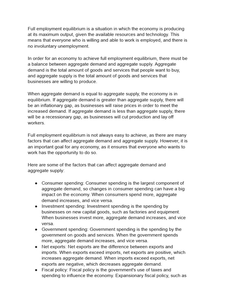 Understanding Full Employment Equilibrium | PDF | Fiscal Policy | Full ...