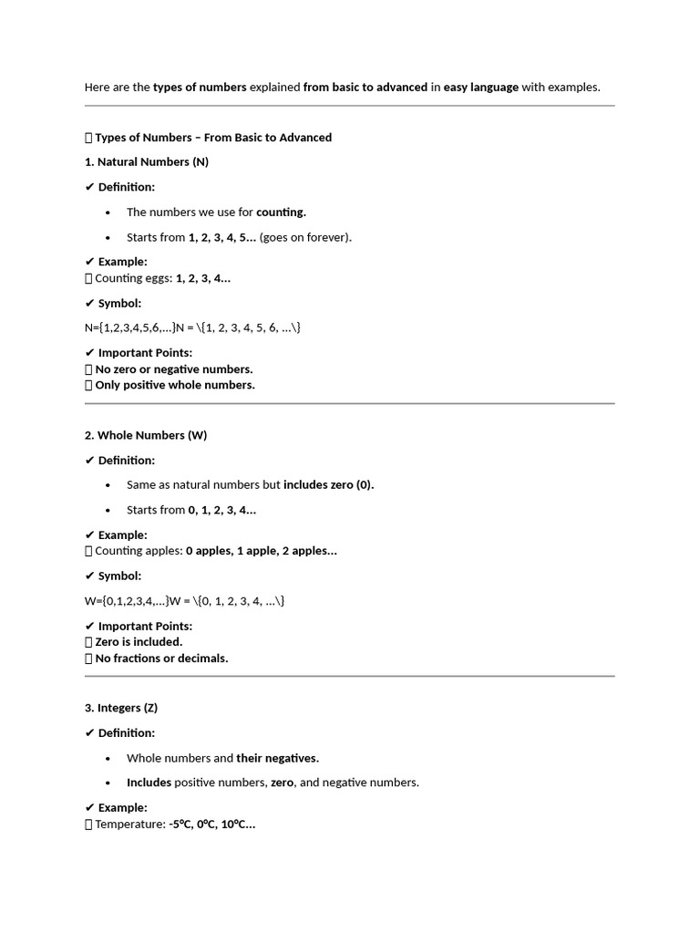Types of Numbers | PDF | Numbers | Integer