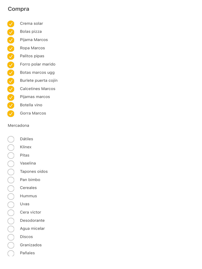 Lista de Compras Variada y Completa | PDF | ensalada | Panes
