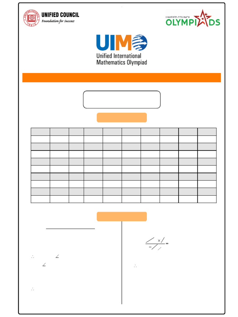 Class 10 Unified International Math Olympiad Solutions | PDF | Length ...