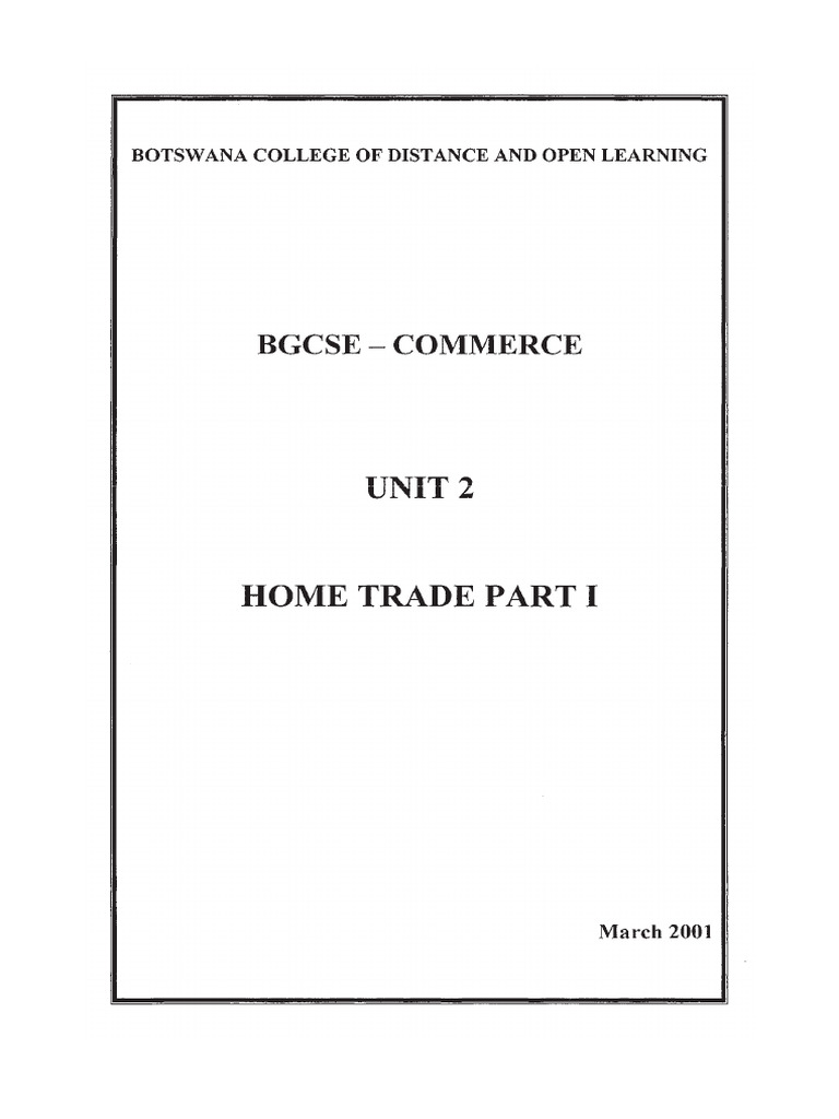 Commerce Unit 2 Main | PDF