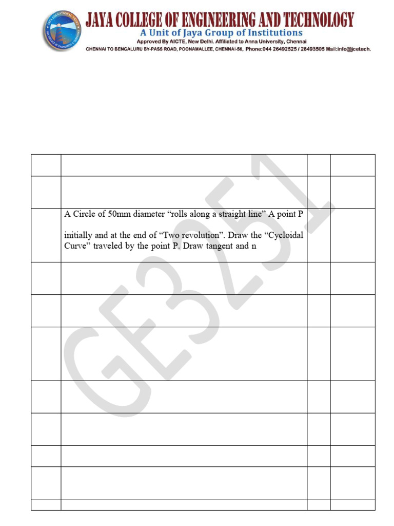 Engineering Graphics - GE3251 - Question Bank | PDF | Ellipse | Circle
