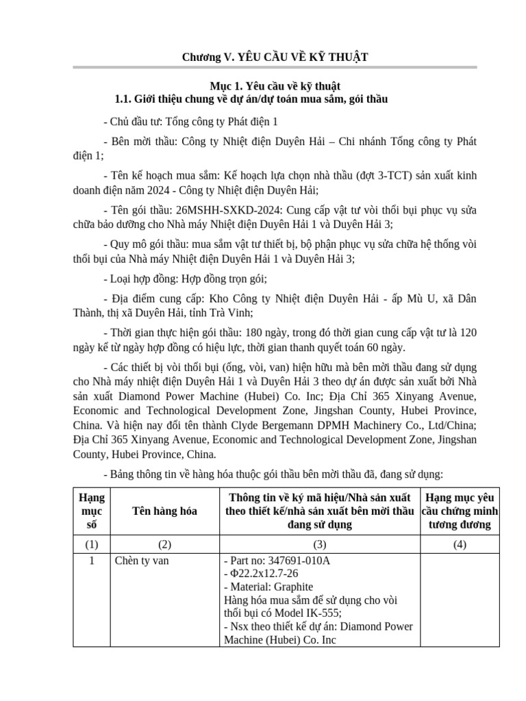 Chương V - Yeu Cau Ve Ky Thuat | PDF