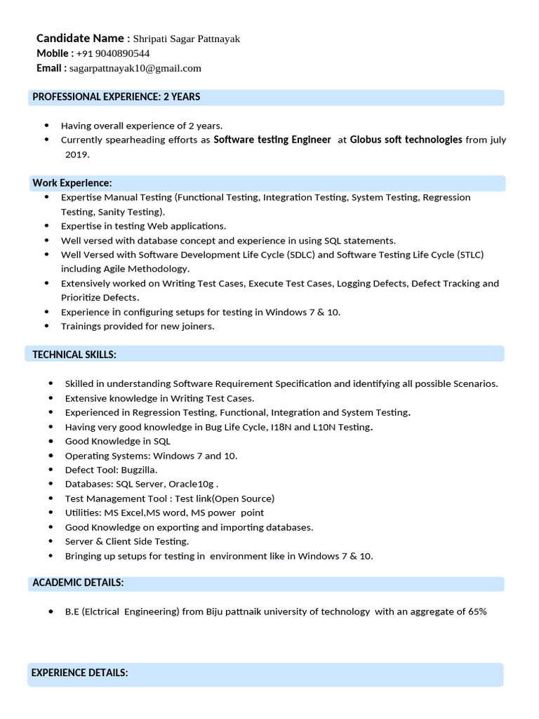 Software Testing Engineer Resume | PDF | Software Testing | Software ...