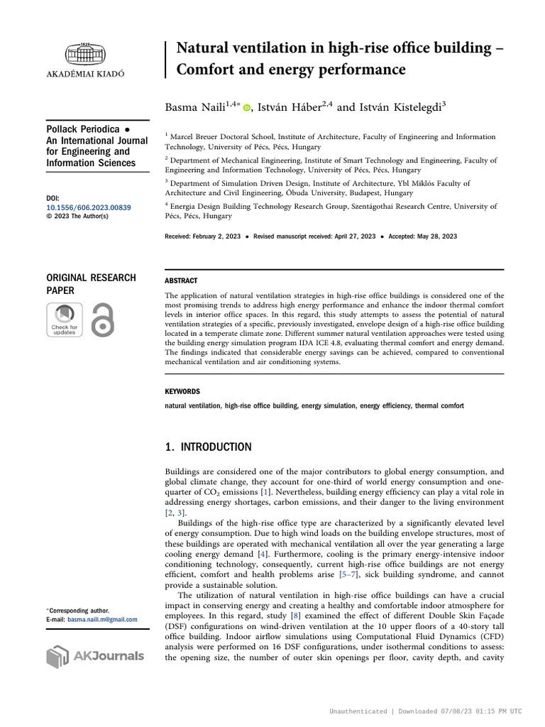 Natural Ventilation in High-Rise Offices | PDF | Ventilation ...