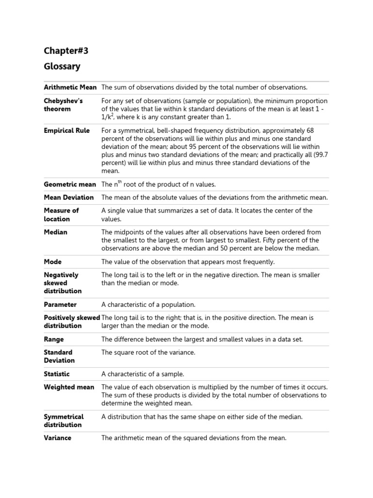 Statistical Measures and Definitions | PDF