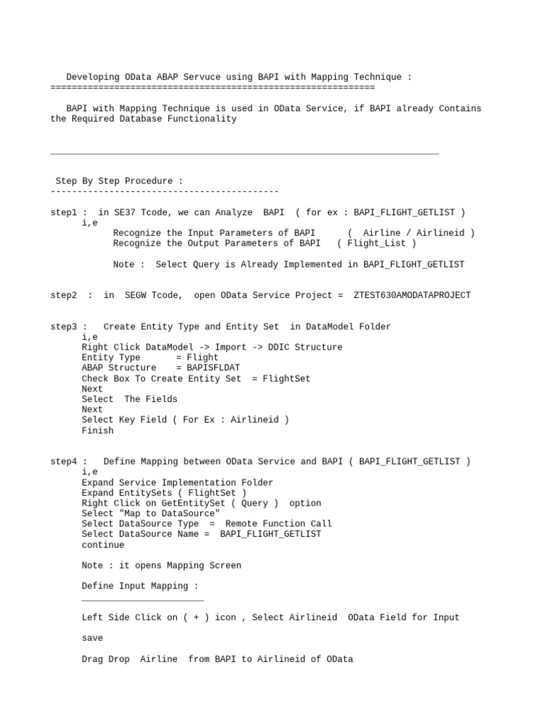 OData ABAP Service with BAPI Mapping | PDF | Computer Engineering ...