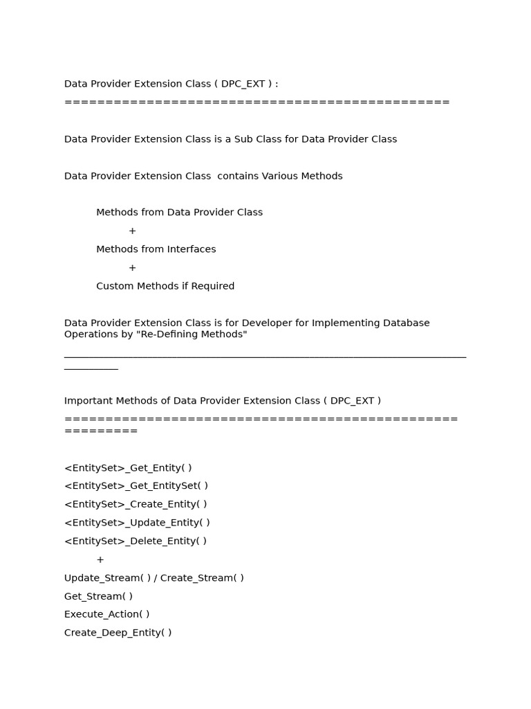Data Provider Extension Class Overview | PDF | Parameter (Computer ...