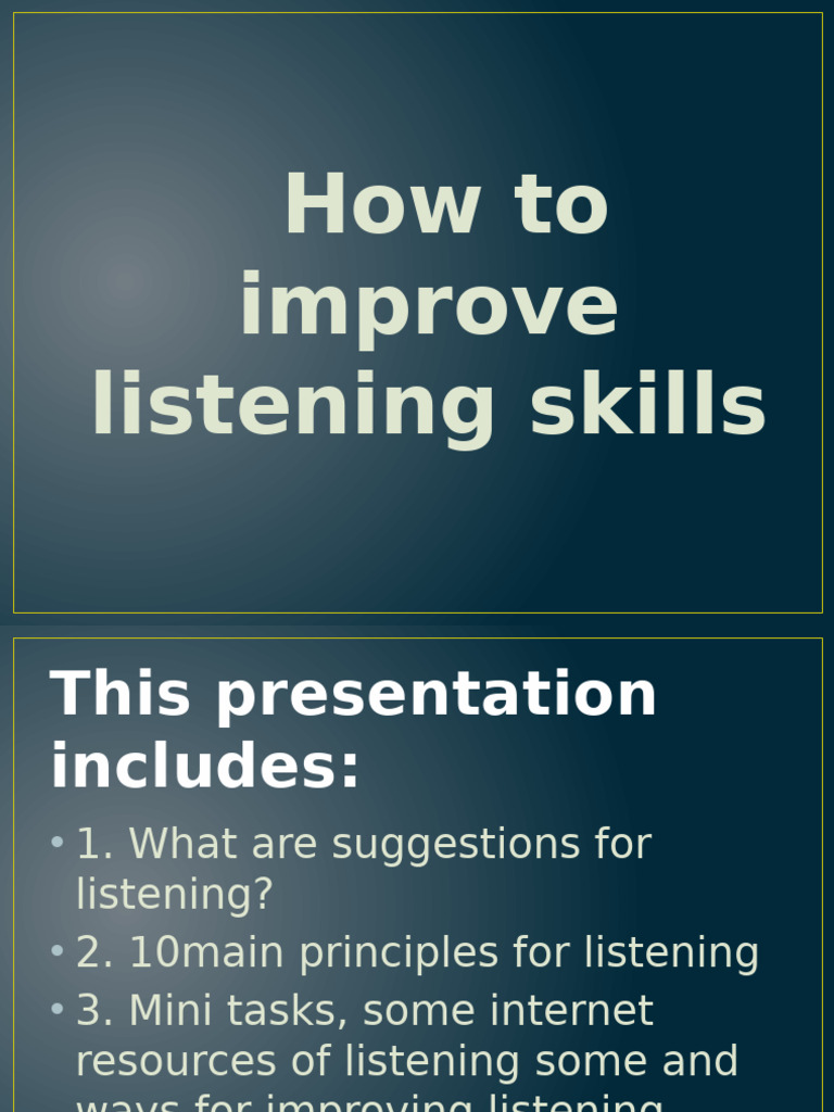 How To Improve Listening Skill | PDF | Psychological Concepts ...