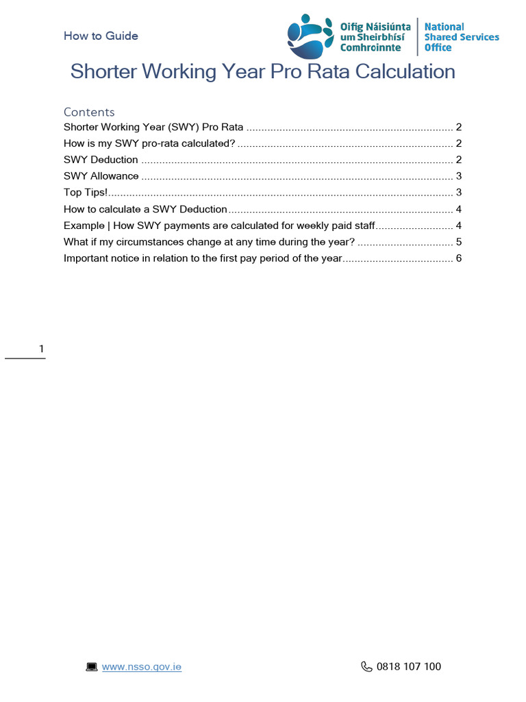 SWY Pro Rata Payment Guide | PDF | Payroll Tax | Payroll