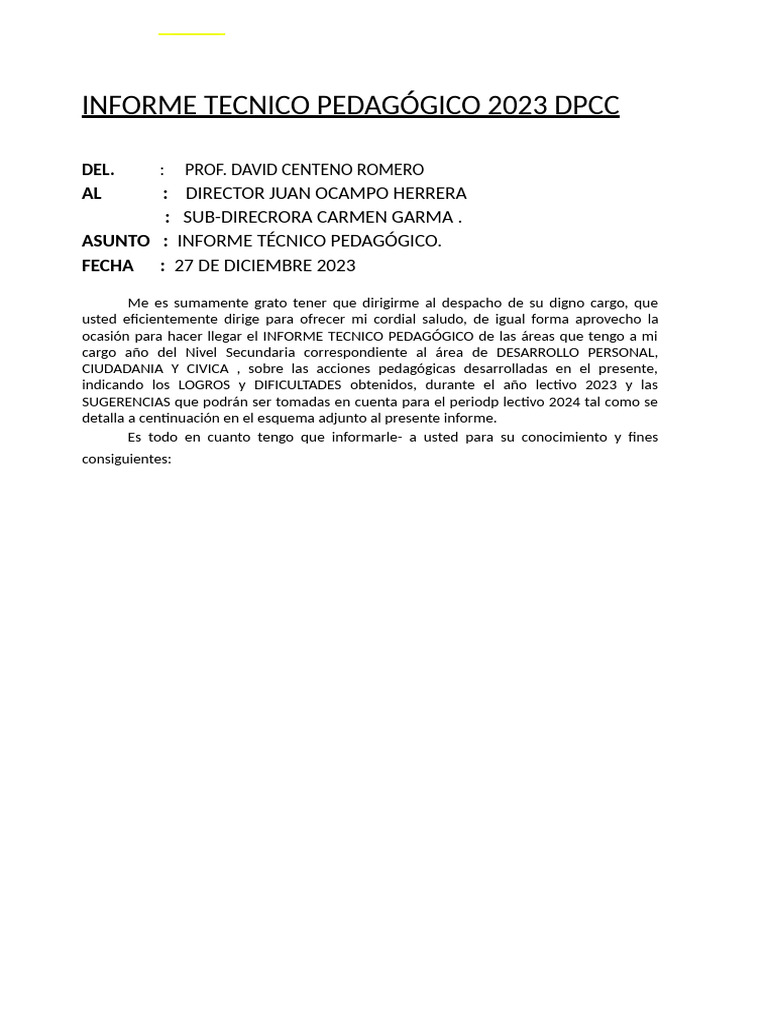 Informe Técnico Pedagógico 2024 | PDF | Evaluación | Aprendizaje