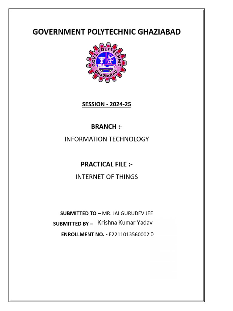 IoT Practical File - Gov Poly Ghaziabad | PDF
