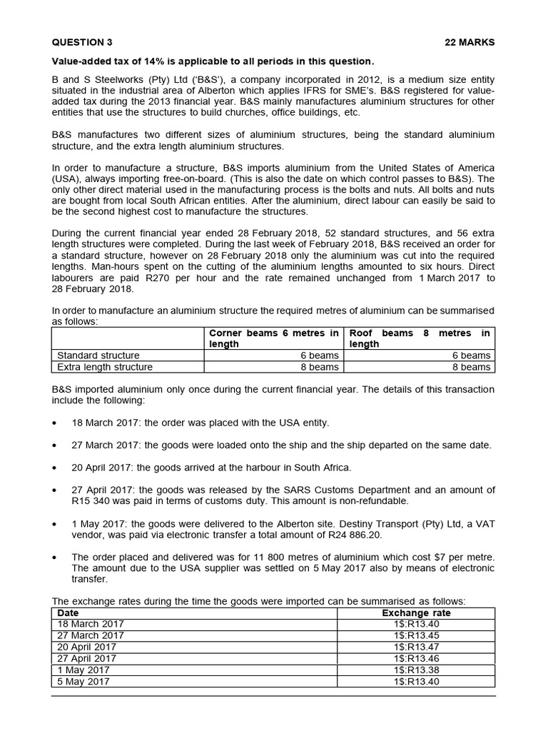 Class+Example+-+B+_+S+Steelworks | PDF | Value Added Tax | Inventory
