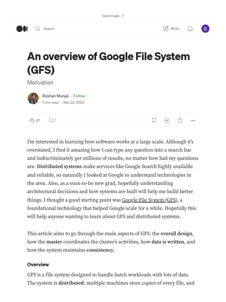 An Overview of Google File System (GFS) - Medium | PDF | Apache Hadoop ...