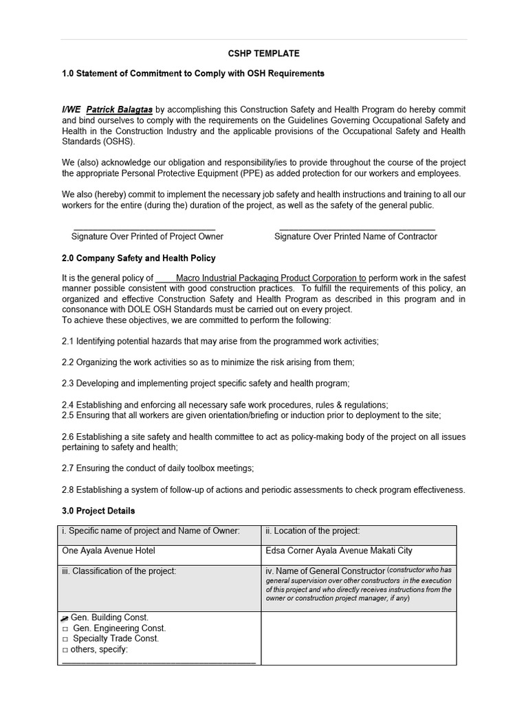 Construction Safety Health Program 2023 | PDF | Personal Protective ...