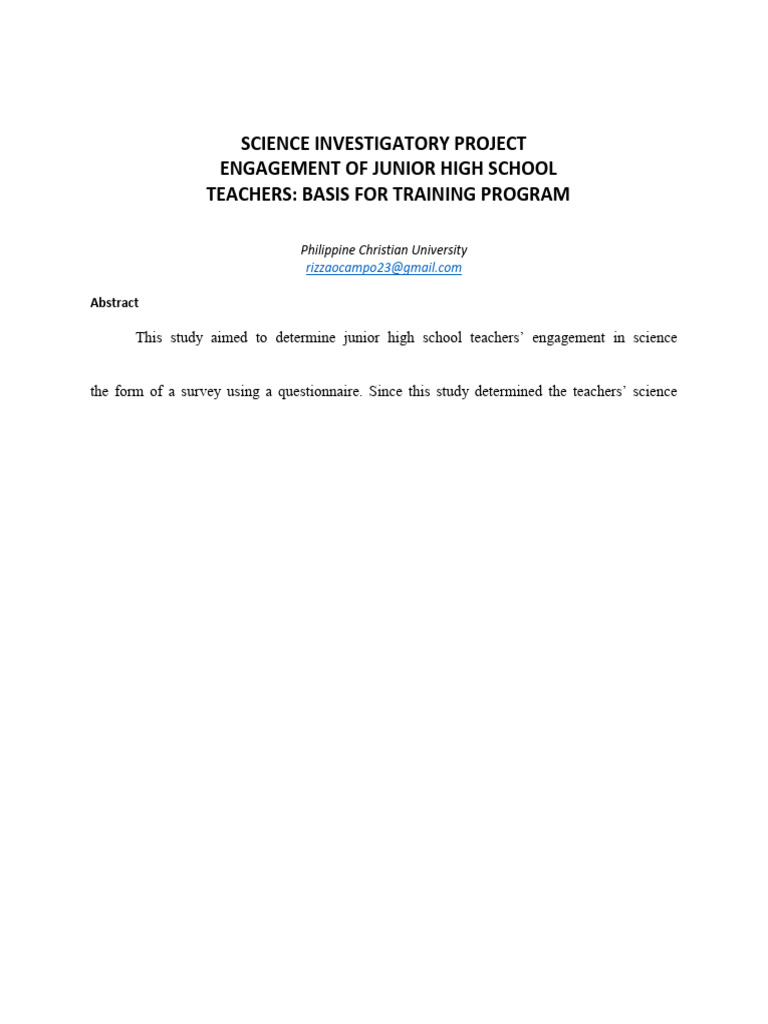 018 Ocampo Rizza Science Investigatory Project | PDF | Statistics | Science