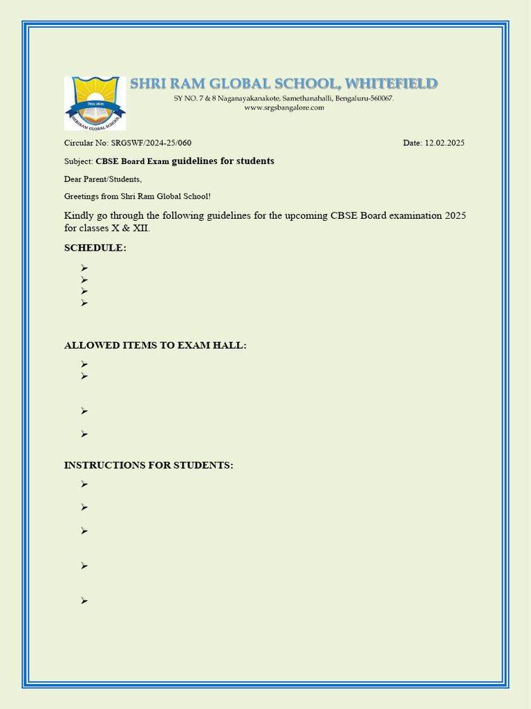 CBSE 2025 Exam Guidelines for Students | PDF