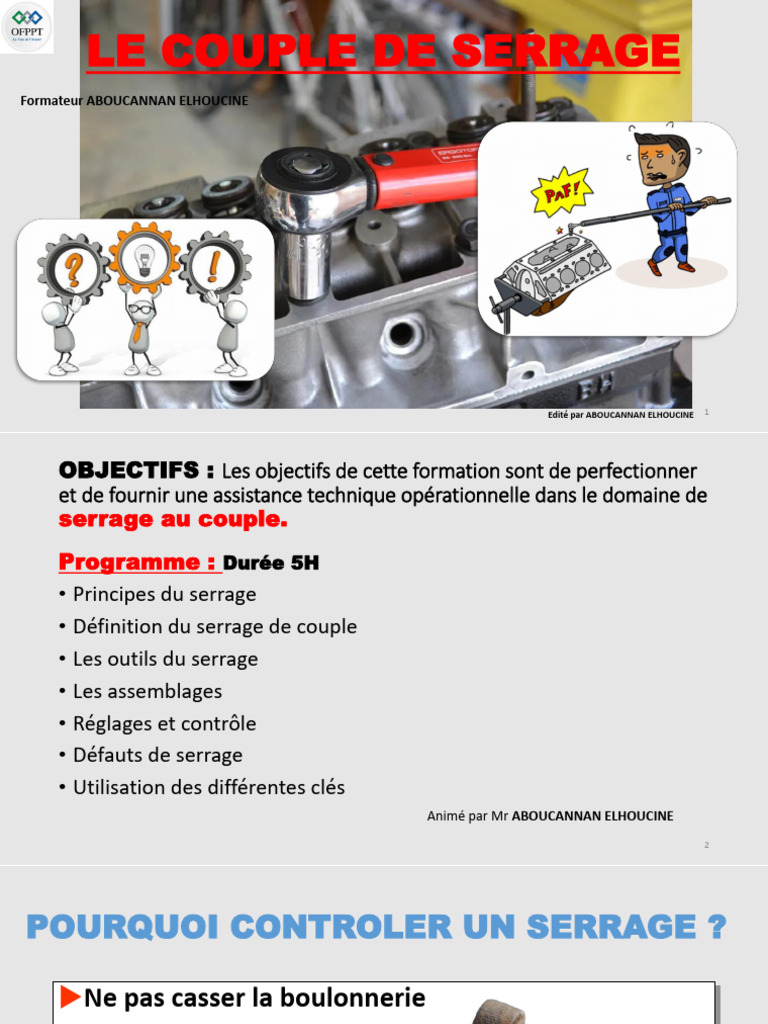 Calcul et Techniques du Couple de Serrage PDF Vis de fixation Écrou — free download