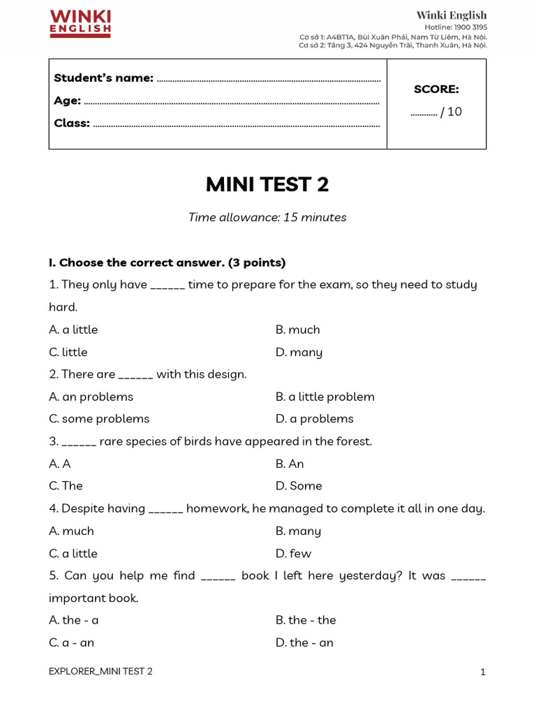 Explorer - Mini test 2 | PDF