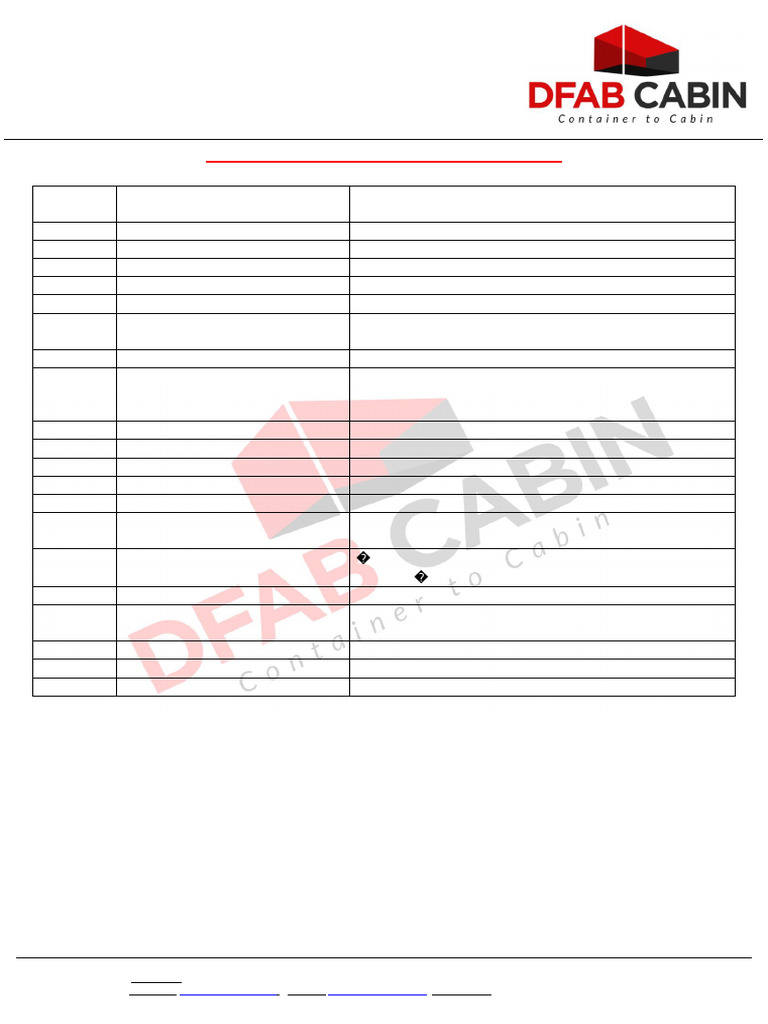 Portable Cabin Specifications Overview | PDF | Door | Electrical Wiring