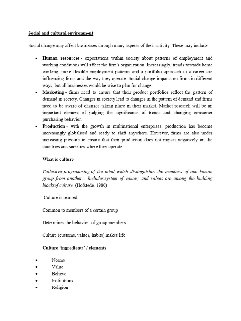Social and Cultural Impact on Business | PDF | Economics | Socialism