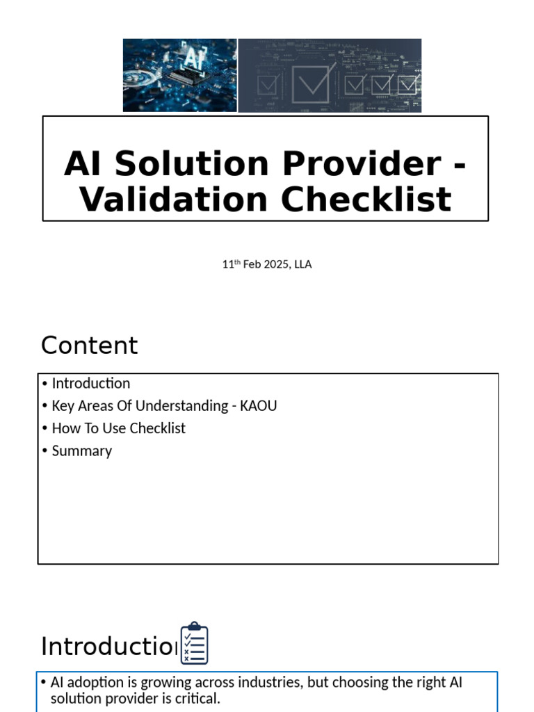 AI Vendor Selection Checklist Guide | PDF | Artificial Intelligence ...