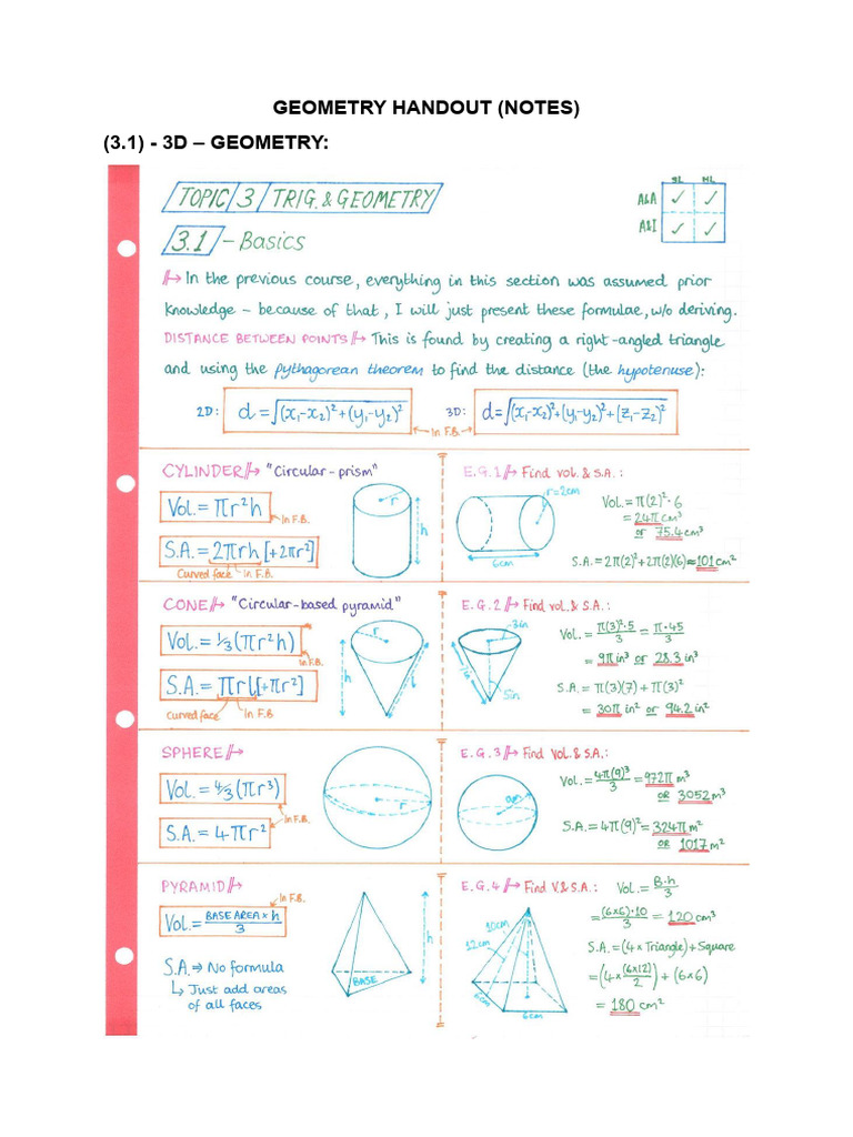Unit 3 - Geometry Handout | PDF