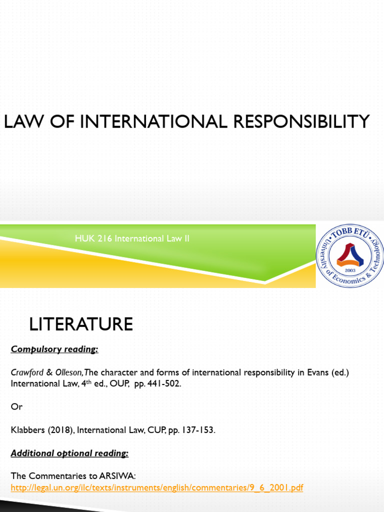 International Responsibility in Law | PDF | International Law | Damages