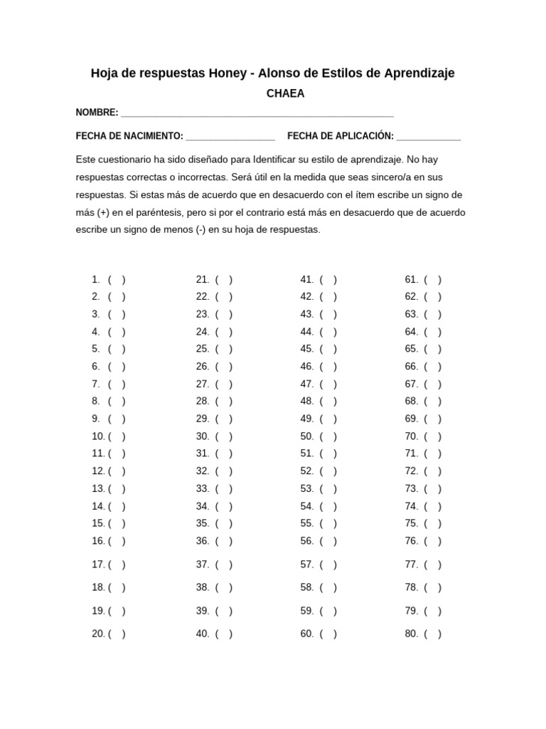 Cuestionario CHAEA Estilos Aprendizaje | PDF