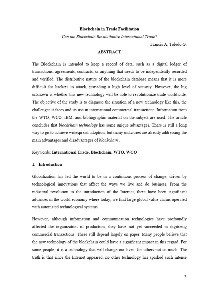 Blockchain's Impact on International Trade | PDF | World Trade ...
