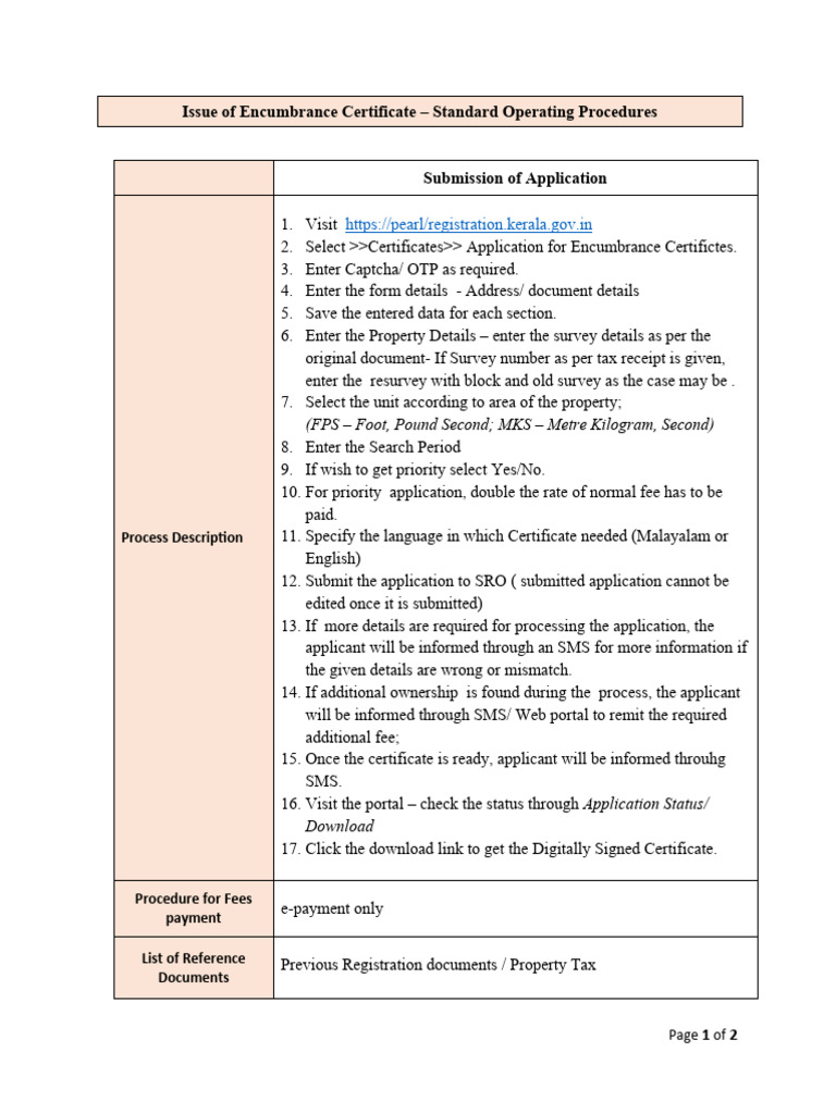 How to Apply for Encumbrance Certificate | PDF