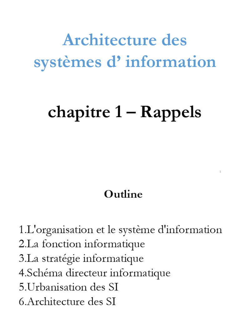 Architecture des systèmes d'information | PDF | Système d'information ...
