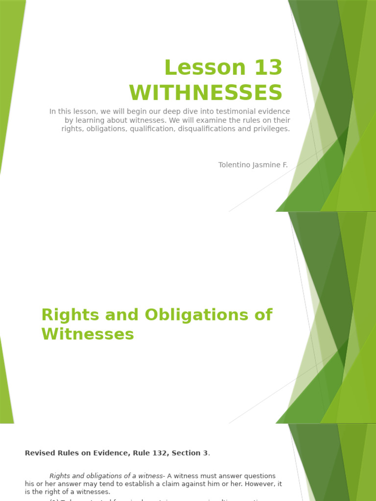 Rights and Qualifications of Witnesses | PDF | Witness | Self Incrimination