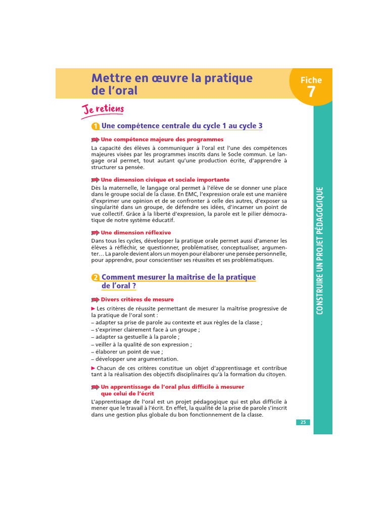 Importance de la pratique orale en classe | PDF | Pédagogie | Apprentissage