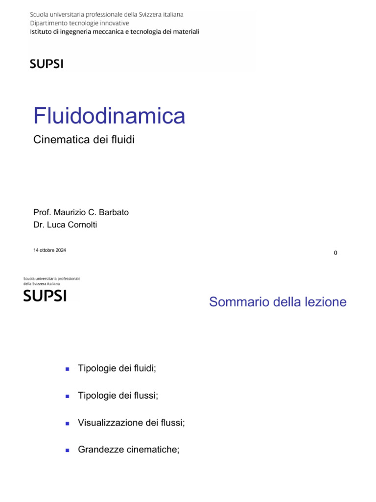 Lez 04 Cinematica Dei Fluidi | PDF