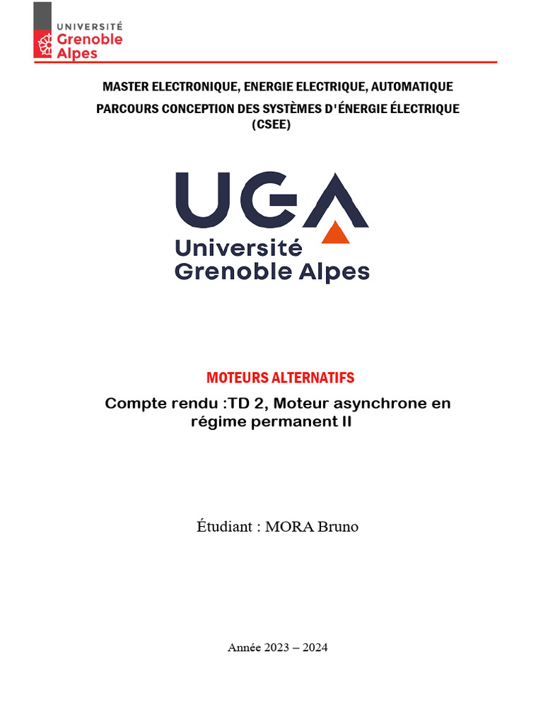 Analyse des moteurs asynchrones en TD2 | PDF | Puissance (physique ...